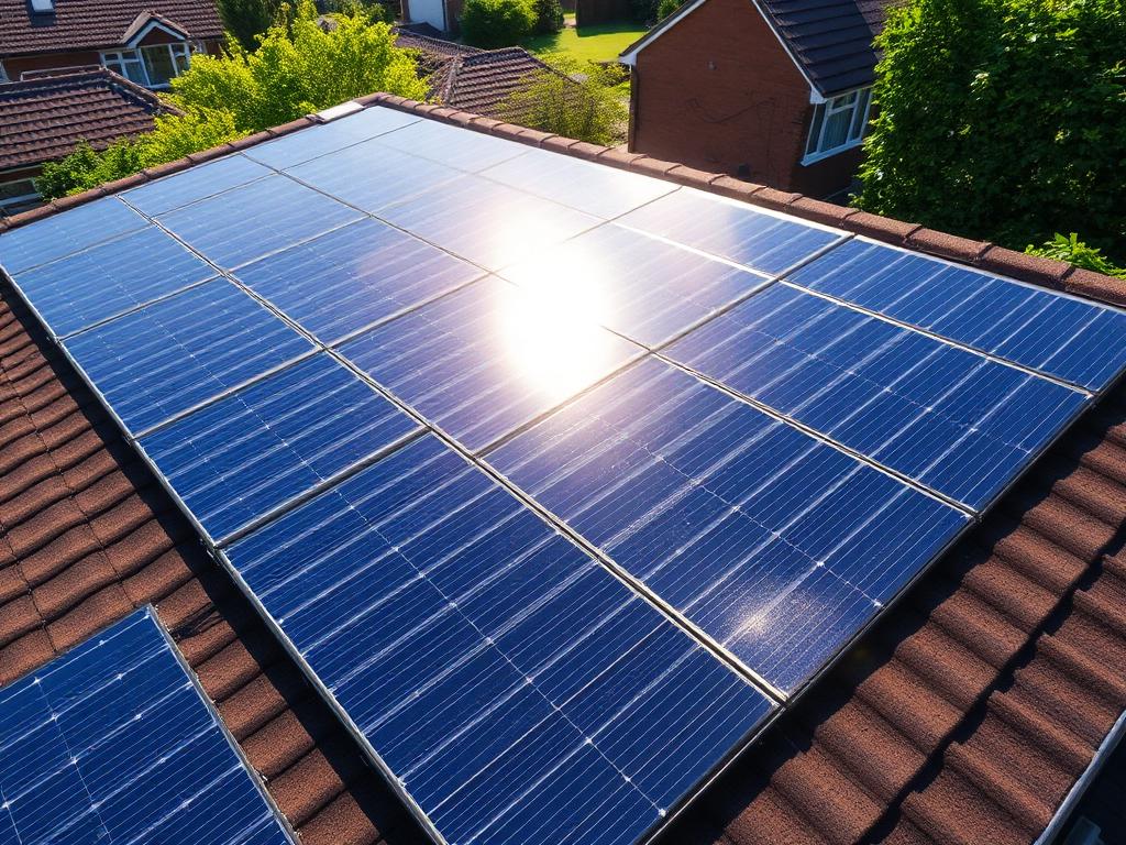 Clean solar panels gleaming on a home's roof